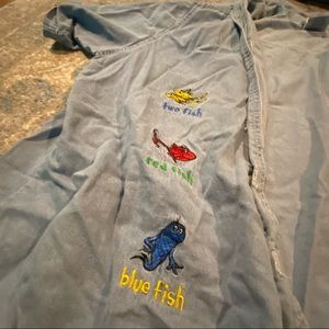 Dr. Seuss one fish two fish Denim Short Sleeve Button up